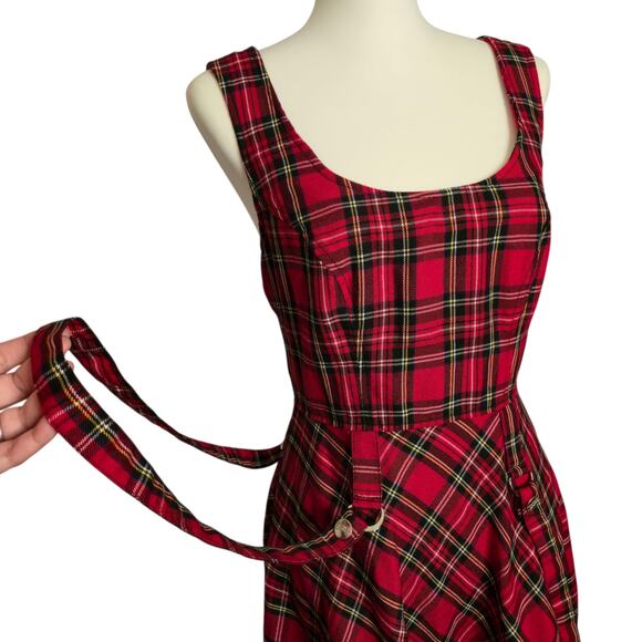 Tripp NYC Daang Goodman Red Plaid Suspender Dress Size M Y2k Punk Skater Goth - Picture 5 of 9